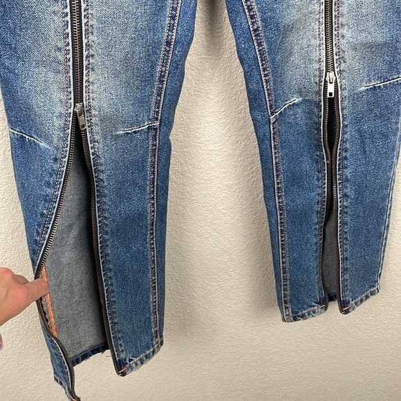 BDG Full Zip Leg Slim Straight Tapered Jeans High Rise Rigid Denim Sz 27 - Picture 6 of 15